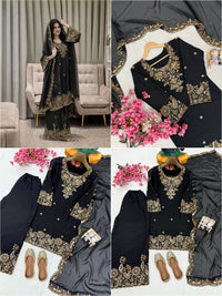 Designer Kurti-Palazzo set in premium moss tissue silk
