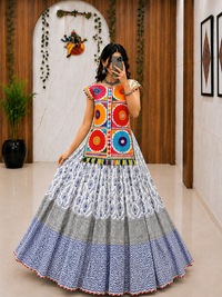 Fusion Style Navratri Kurti Lehenga with Gamthi Embroidery & Mirror Work