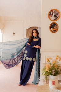 Beautiful Farshi salwar suit in deep blue color