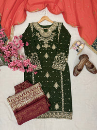 Designer & stylish Kurti with jacard plazzo set with elegant dupatta