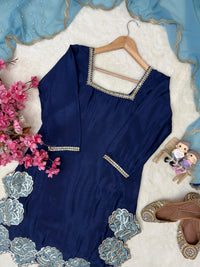 Beautiful Farshi salwar suit in deep blue color