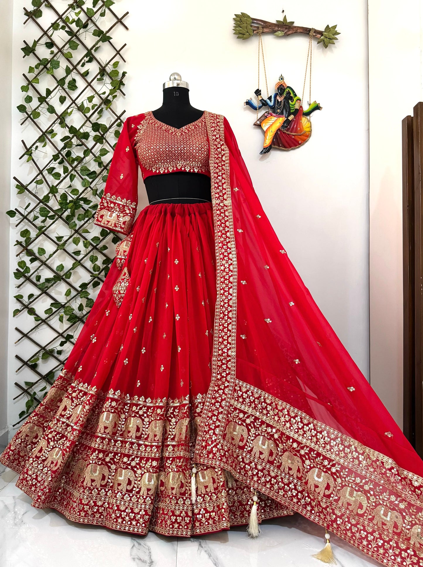 Party Wear semi bridal Lehenga Choli with Sequins & Zari Embroidery - ALC 93
