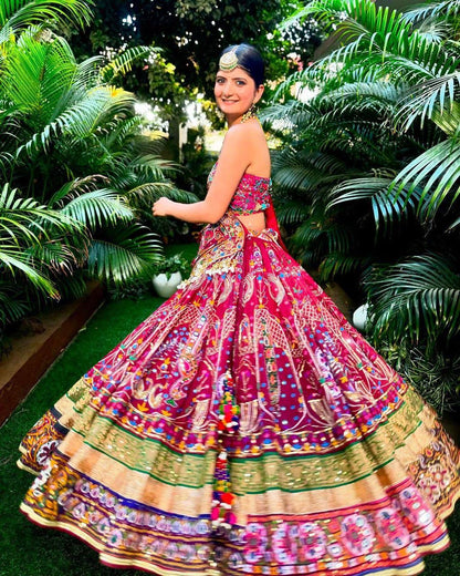 Navratri special Heavy Muslin Cotton Lehenga with Digital Print & Real Mirror Work - ALC 084