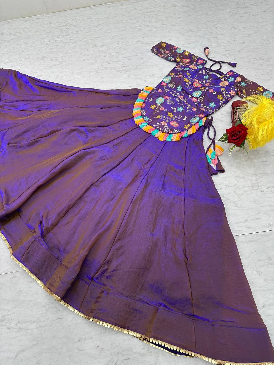 Festival Special Pure Fendy Crop Top & Lehenga Set with Heavy Thread & Sequence Work - FFPC 523