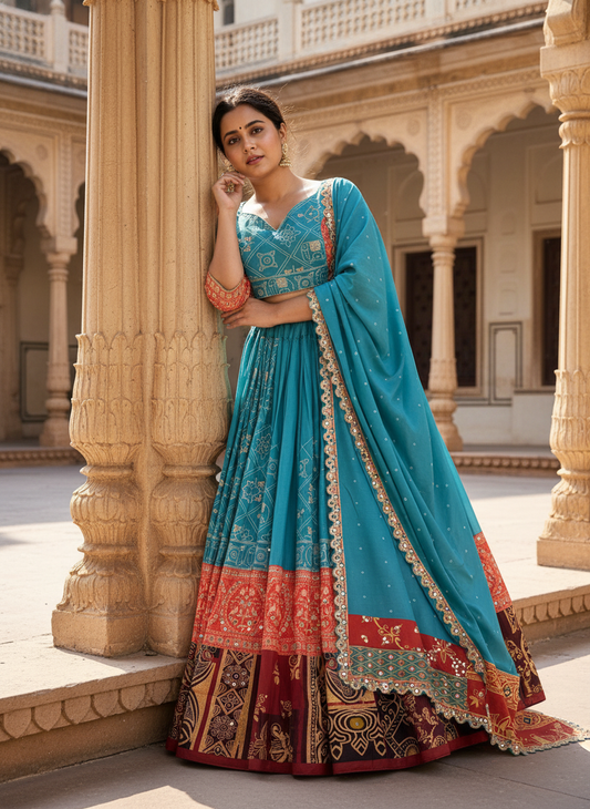 Navratri & Wedding Special Chaniya Choli with Real Mirror Work