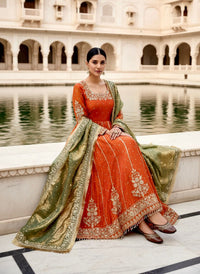Beautiful Long Anarkali Gown in a-one quality simar-tissue silk fabric