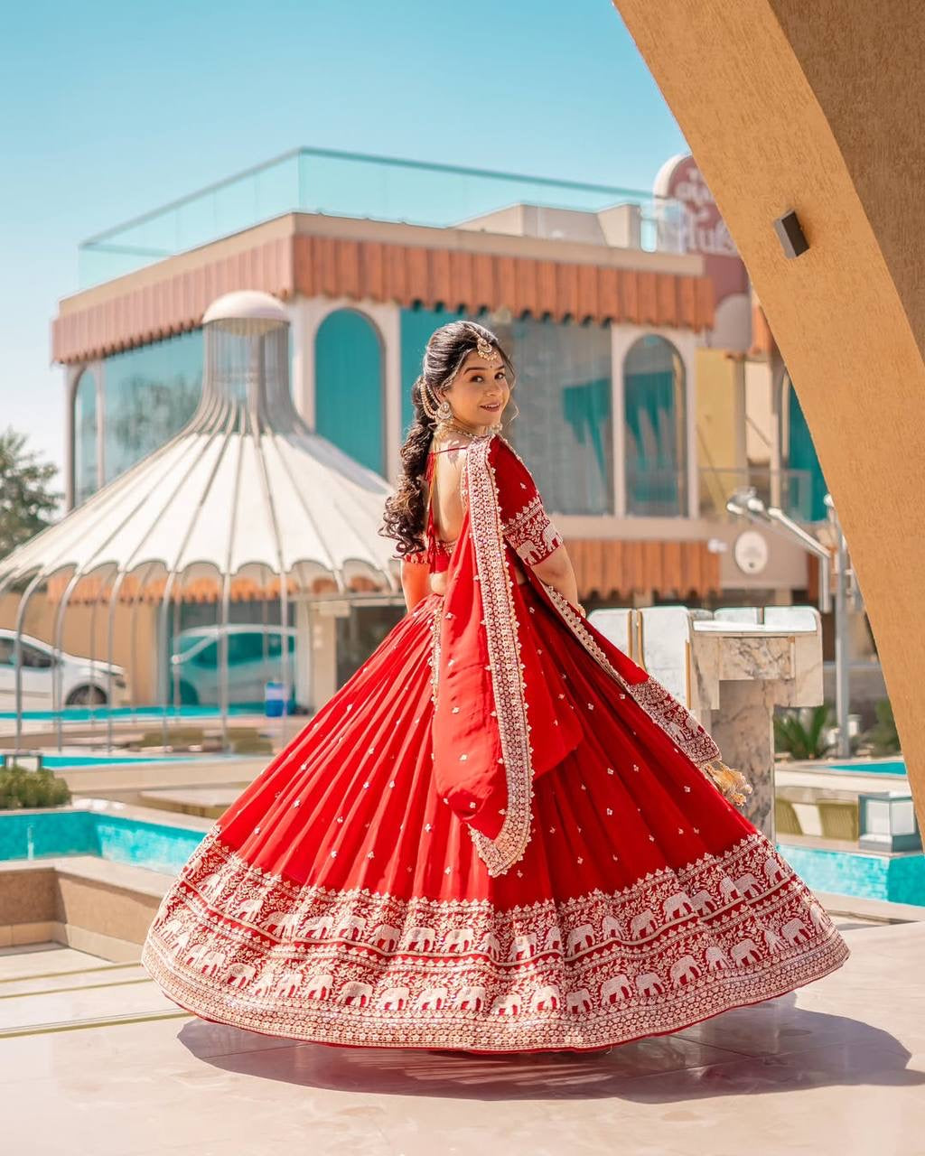 Party Wear semi bridal Lehenga Choli with Sequins & Zari Embroidery - ALC 93