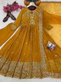 Raksha Bandhan Special Anarkali Gown | Soft Faux Georgette | Sequins & Zari Embroidery | 3 Colors