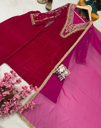 Lc 1419 beautiful ranipink velvet suit