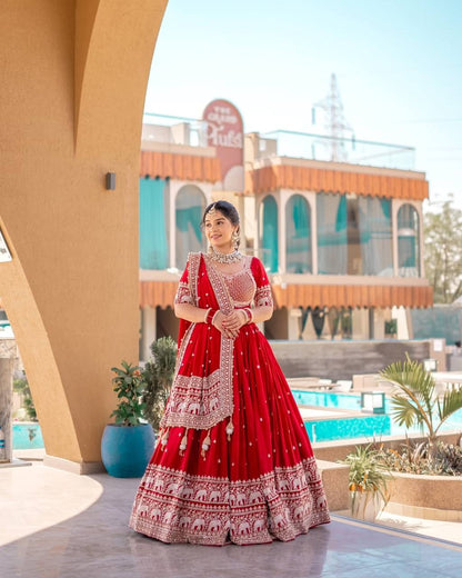 Party Wear semi bridal Lehenga Choli with Sequins & Zari Embroidery - ALC 93
