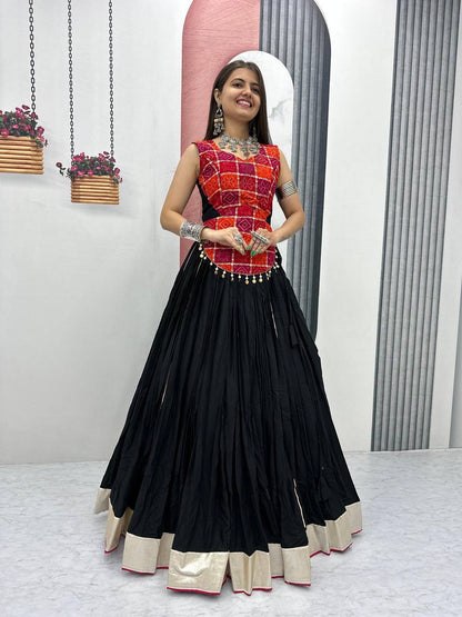 Navratri Special Pure Cotton Lehenga Choli with 6 Meter Heavy Flair & Foil Print