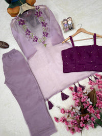 Designer 3-piece Co-ordset in premium organza silk.