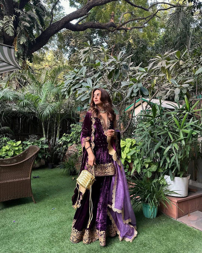 Lc 1420 - wine colour velvet suit