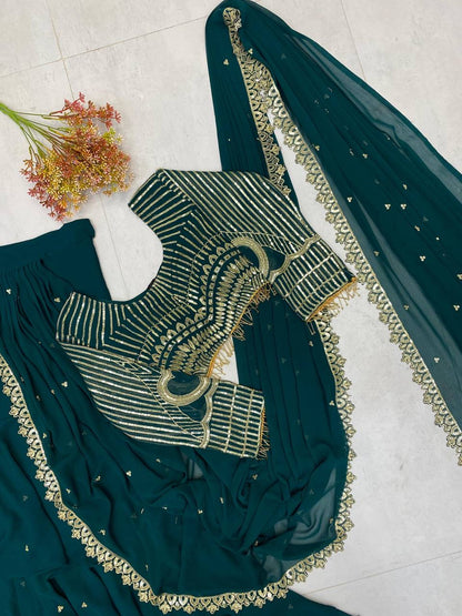 Ready To Wear Ruffle Lehenga Saree with Full Sleeve Blouse - FFLG-1954