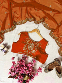 Stylish 4-pis kurti palazzo set in premium chinon silk fabric, in 4 amazing colors