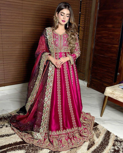 Heavy Sequins Anarkali Style Gown in Chinon Silk with zari & thread Embroidery - LC 1319