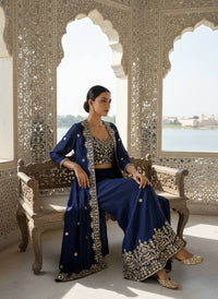 Newly Launched Premium INDOWESTERN PLAZO CHOLI & SHRUG SET
