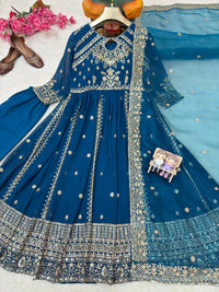Raksha Bandhan Special Anarkali Gown | Soft Faux Georgette | Sequins & Zari Embroidery | 3 Colors