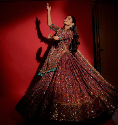 Navratri Special Muslin Cotton Lehenga Choli with Real Mirror Work - ALC 110