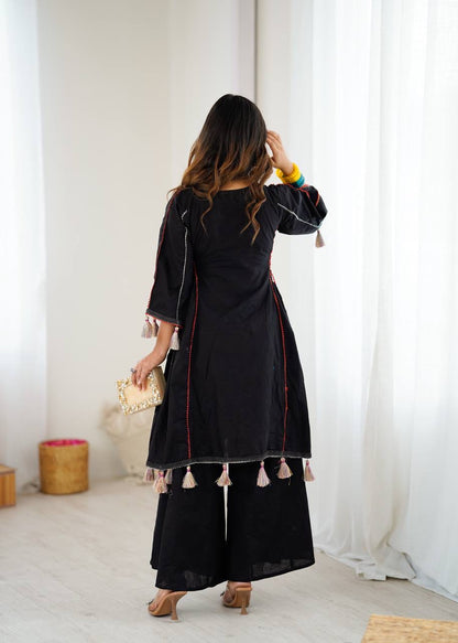 Premium Khadi Cotton Co-ord Set with Mirror Work - Rakhi Special - FFsrk 5286