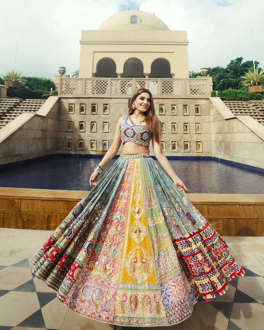 Navratri Special Heavy Muslin Cotton Chaniya Choli with Digital Print & Real Mirror Work