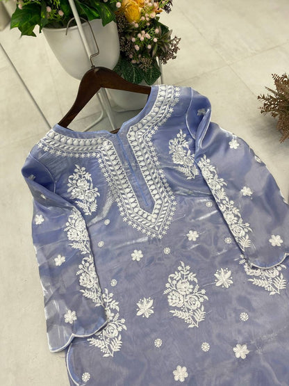 Designer Jimmy Choo long kurti & Palazzo Set with Embroidery - FFBE-360