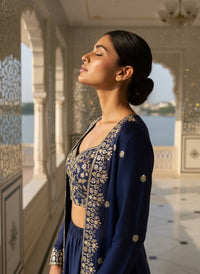 Newly Launched Premium INDOWESTERN PLAZO CHOLI & SHRUG SET
