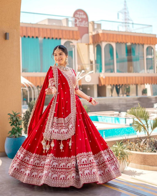 Party Wear semi bridal Lehenga Choli with Sequins & Zari Embroidery - ALC 93