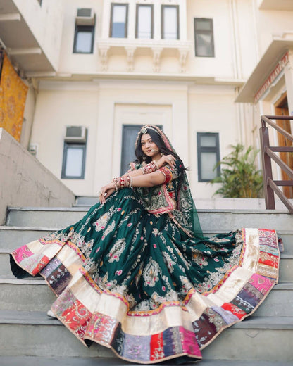 Navratri special Heavy Muslin Cotton Lehenga with Digital Print & Gota Zari Lampi Lace - Alc 103