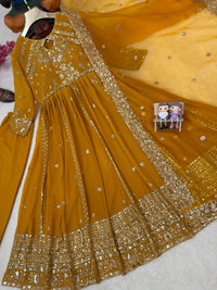 Raksha Bandhan Special Anarkali Gown | Soft Faux Georgette | Sequins & Zari Embroidery | 3 Colors