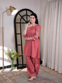 Elegant Coord set with Frashi palazzo in beautiful Multicolored thread Embroidery work