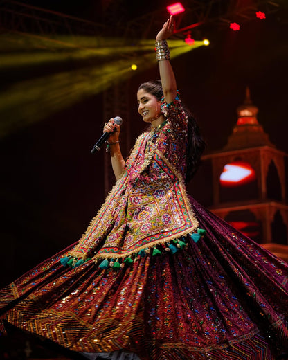 Navratri Special Muslin Cotton Lehenga Choli with Real Mirror Work - ALC 110