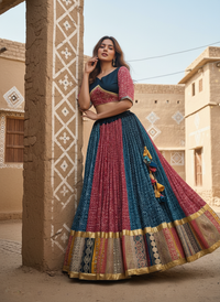 Designer traditional Navratri/Wedding special chaniya choli with real mirror work & Digital print