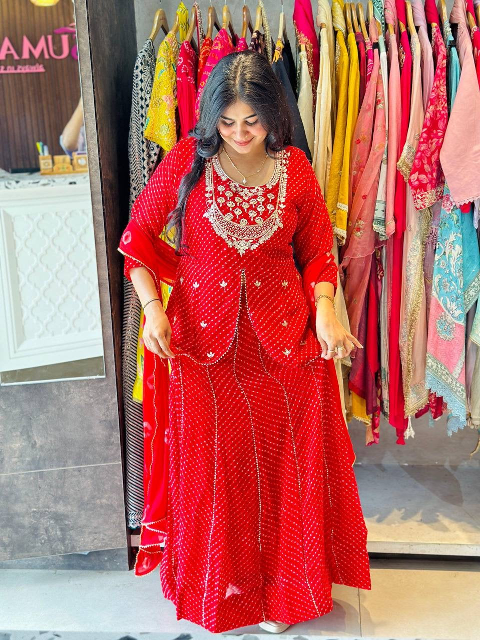 Printed Georgette Indo Western Lehenga - Perfect for Festivals - FFlg 1977