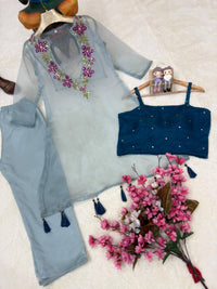 Designer 3-piece Co-ordset in premium organza silk.