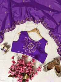 Stylish 4-pis kurti palazzo set in premium chinon silk fabric, in 4 amazing colors