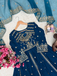Raksha Bandhan Special Anarkali Gown | Soft Faux Georgette | Sequins & Zari Embroidery | 3 Colors