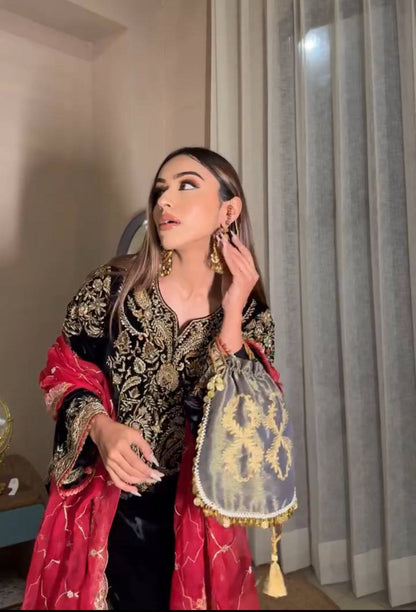 Lc 1410 - velvet suit with beautiful colour combination