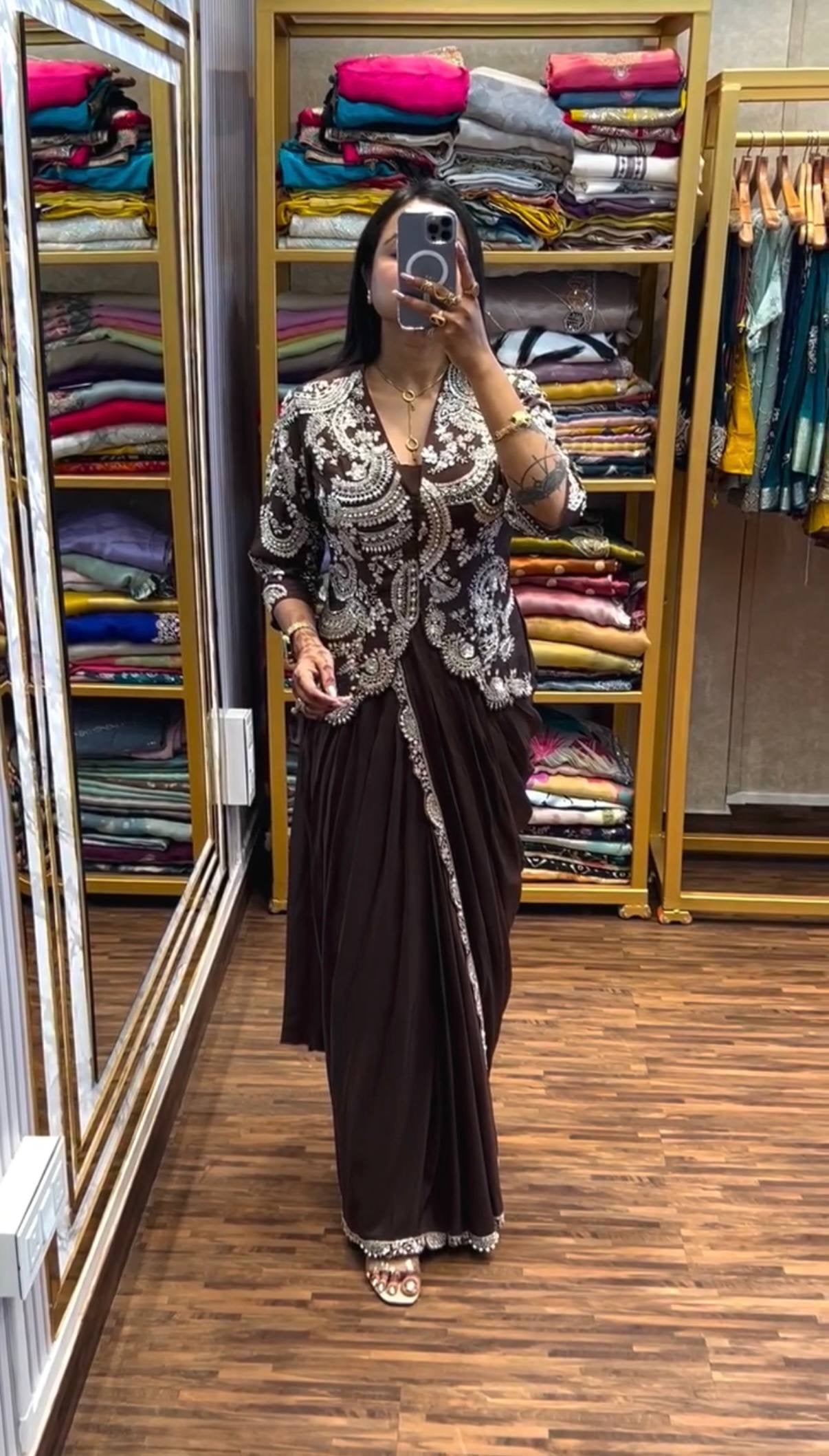 St-1135 indowesturn drape saree