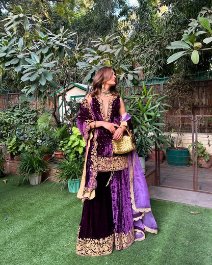 Lc 1420 - wine colour velvet suit