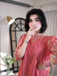 Elegant Coord set with Frashi palazzo in beautiful Multicolored thread Embroidery work