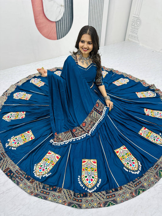 Navratri Special Pure Cotton Lehenga Choli with 6 Meter Big Flair & Gamathi Work