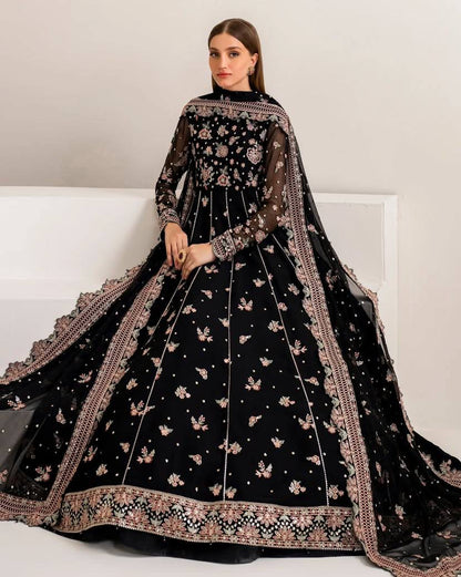 Designer Sequins & Zari Embroidered Anarkali Gown with Sharara Set - LC 1340