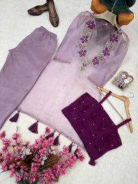 Designer 3-piece Co-ordset in premium organza silk.