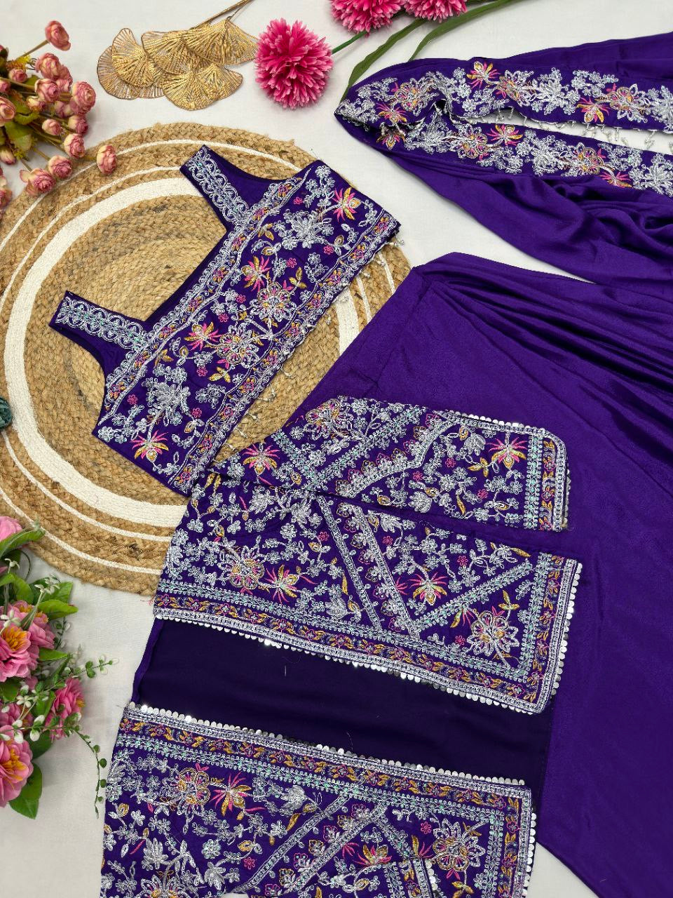 Ready To Wear Saree with Jacket - Heavy Chinon Silk - FFHV-9250