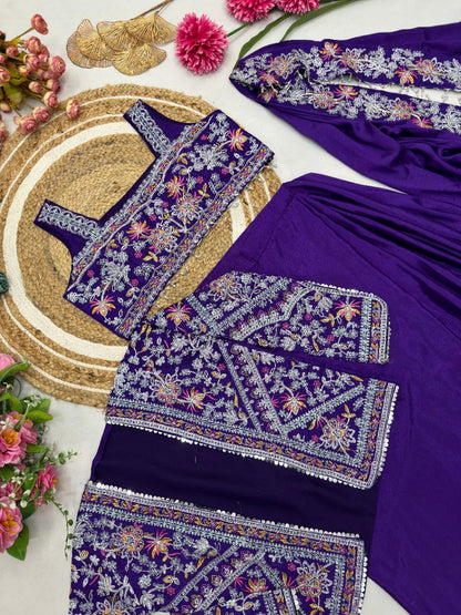 Ready To Wear Saree with Jacket - Heavy Chinon Silk - FFHV-9250