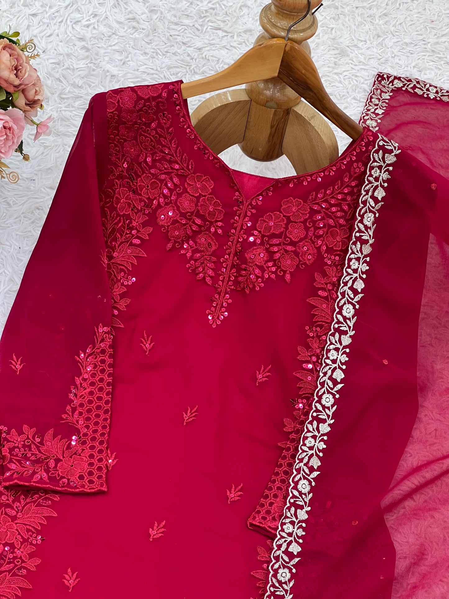 Designer Party Wear Top Palazzo Set with Heavy Embroidery - FFNSR-866