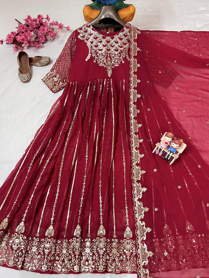 Designer Embroidered Anarkali Gown with Sequin Work - LC 1198