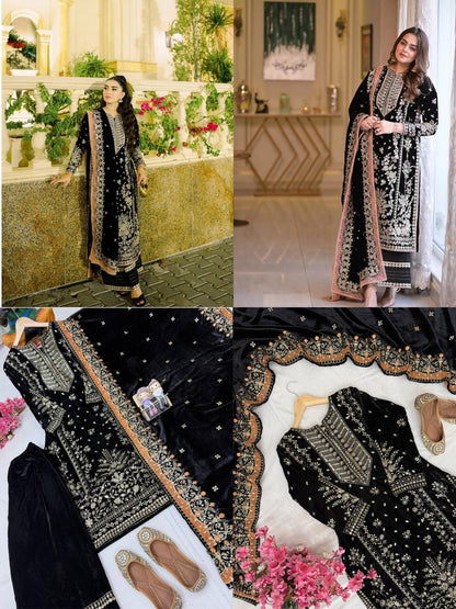 Lc 1415- heavy embroidery velvet suit