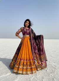 Garba style navratri special chaniya choli with Real Mirror Work